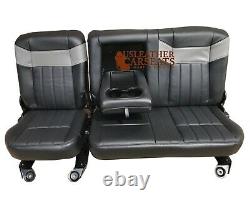 05-2007 Ford F250 F350 Harley Davidson Second Row Rear Leather Seat Cover BLACK