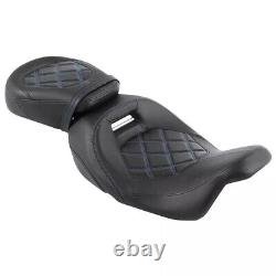 Black Blue Driver and Passenger Seat Set for Harley Davidson Touring'09-Up