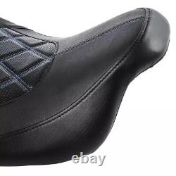 Black Blue Driver and Passenger Seat Set for Harley Davidson Touring'09-Up
