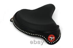 Black Leather Solo Seat with Skirt fits Harley-Davidson