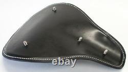 Black Leather White Stitch Custom Harley Wcc Chopper Bobber Solo Seat Xs 650 Cb