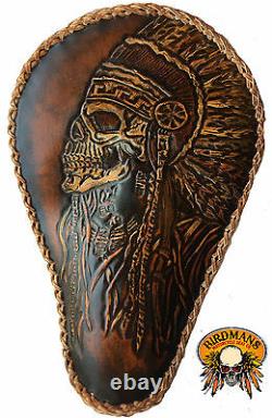 Bobber Chopper Rigid Solo Custom Leather Motorcycle Seat Harley Hand Tooled
