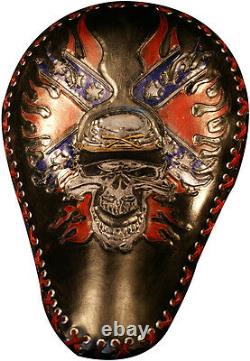 Bobber Chopper Rigid Solo Custom Leather Motorcycle Seat Harley Hand Tooled