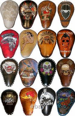 Bobber Chopper Rigid Solo Custom Leather Motorcycle Seat Harley Hand Tooled