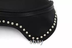 Fit For Harley Davidson Black Solo Seat with Skirt & Studs' Pure Leather