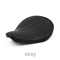 Fitzz Solo Seat slim, thinly padded with Flames Black, for Harley Davidson