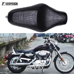 For Harley Davidson Sportster 883 1200 Leather Motorcycle Alligator Two Up Seat