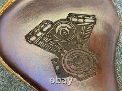 Genuine Leather Harley Davidson Sportster Style Seat With Engine Design