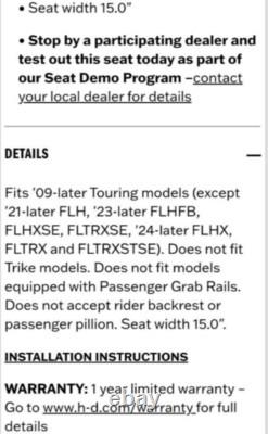 Harley-Davidson Black Reach Solo Seat, Official Harley Part number 52000253