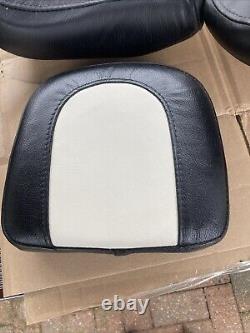 Harley Davidson Evo Softail seat With Sissy Pad Real Leather Black And White