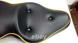 Harley Davidson Evo Sportster Dual Comfort Seat, Yellow Piping, 1987-2003 Used