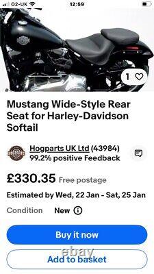 Harley Davidson FLS FXS Mustang Wide Vintage Solo Seat + Pillion Seat 76752