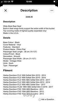 Harley Davidson FLS FXS Mustang Wide Vintage Solo Seat + Pillion Seat 76752