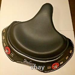 Harley Panhead Knucklehead Deluxe Solo Saddle Seat with Skirt Rosettes & Spots