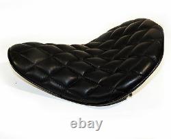 Leather 568 Black Diamond Stitch Hi-back Solo Seat Harley Bobber Chopper