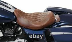 Mustang Wide Tripper Solo Seat Distressed Brown Diamond Pattern Harley Touring