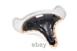 Pure Leather Solo Seat Fit For Harley Davidson White with Skirt & Studs