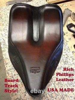 Rich Phillips Leather Board Track Motorcycle Seat Chopper Bobber Harley Davidson
