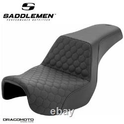 SEAT HARLEY DYNA / GLIDE SADDLEMEN Step-Up 806-04-177 2-Up Seat Black GelCore