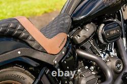 Saddlemen Step Up Brown Diamond Stitch Carbon Gripper Seat Harley Softail FXLRS