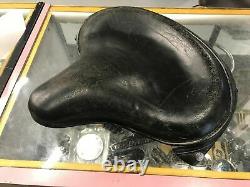 Vintage Oem Panhead Knucklehead Solo Seat Leather Police Factory Nice Patina Th