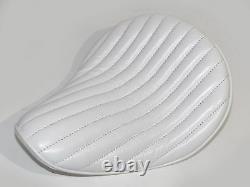 White Leather 356 Vert Rib Hi-back Solo Seat Tuck & Roll Harley Bobber Chopper