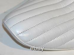 White Leather 356 Vert Rib Hi-back Solo Seat Tuck & Roll Harley Bobber Chopper