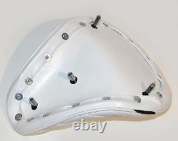 White Leather 356 Vert Rib Hi-back Solo Seat Tuck & Roll Harley Bobber Chopper