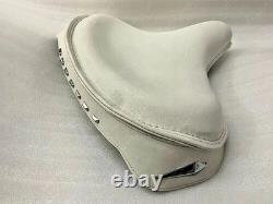 White Leather Police Style Solo Seat for 1936-1980 Harley Davidson motorcycles