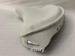 White Leather Police Style Solo Seat for 1936-1980 Harley Davidson motorcycles