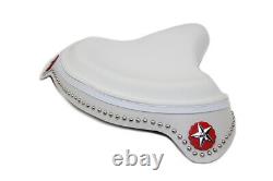 White Leather Solo Seat with Skirt fits Harley-Davidson